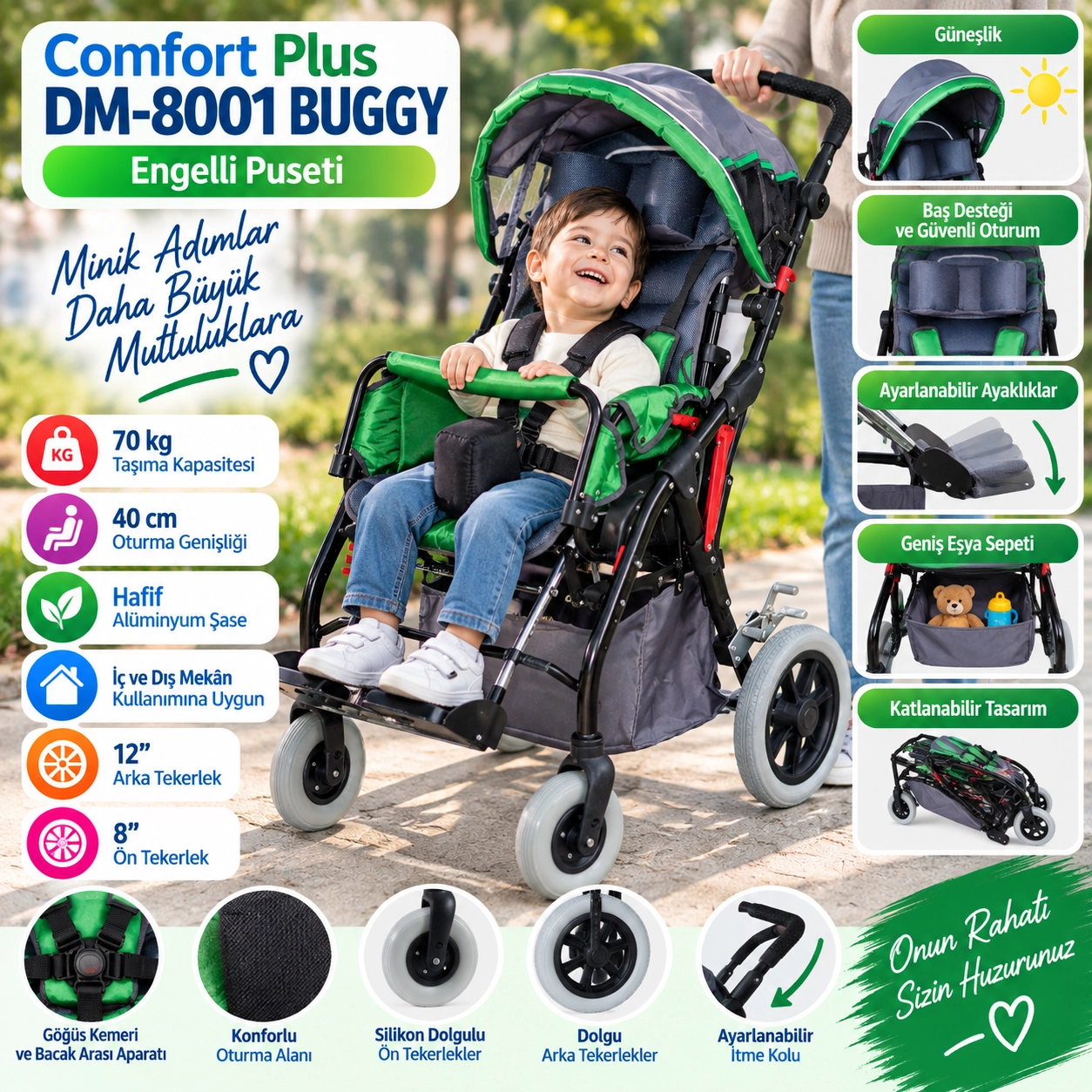 Comfort Plus DM-8001 BUGGY Yeşil Engelli Puseti