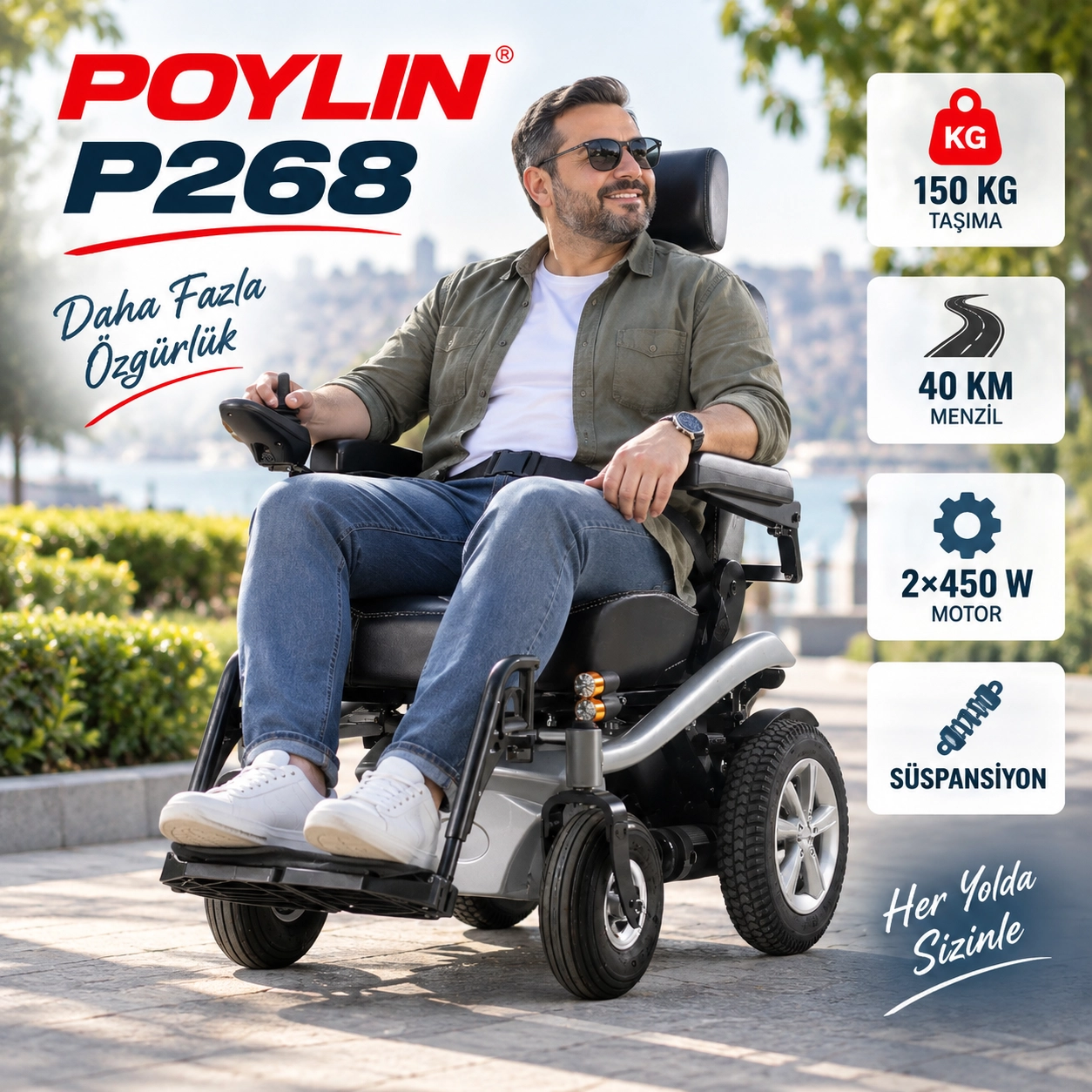 Poylin P268 Arazi Tipi Akülü Tekerlekli Sandalye