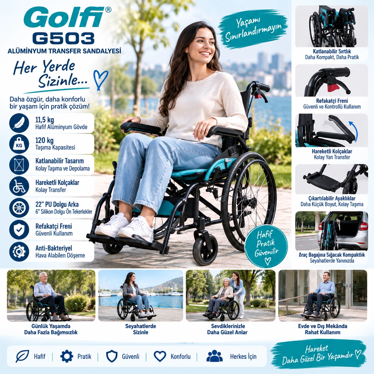 Golfi G503 Alüminyum Transfer Sandalyesi