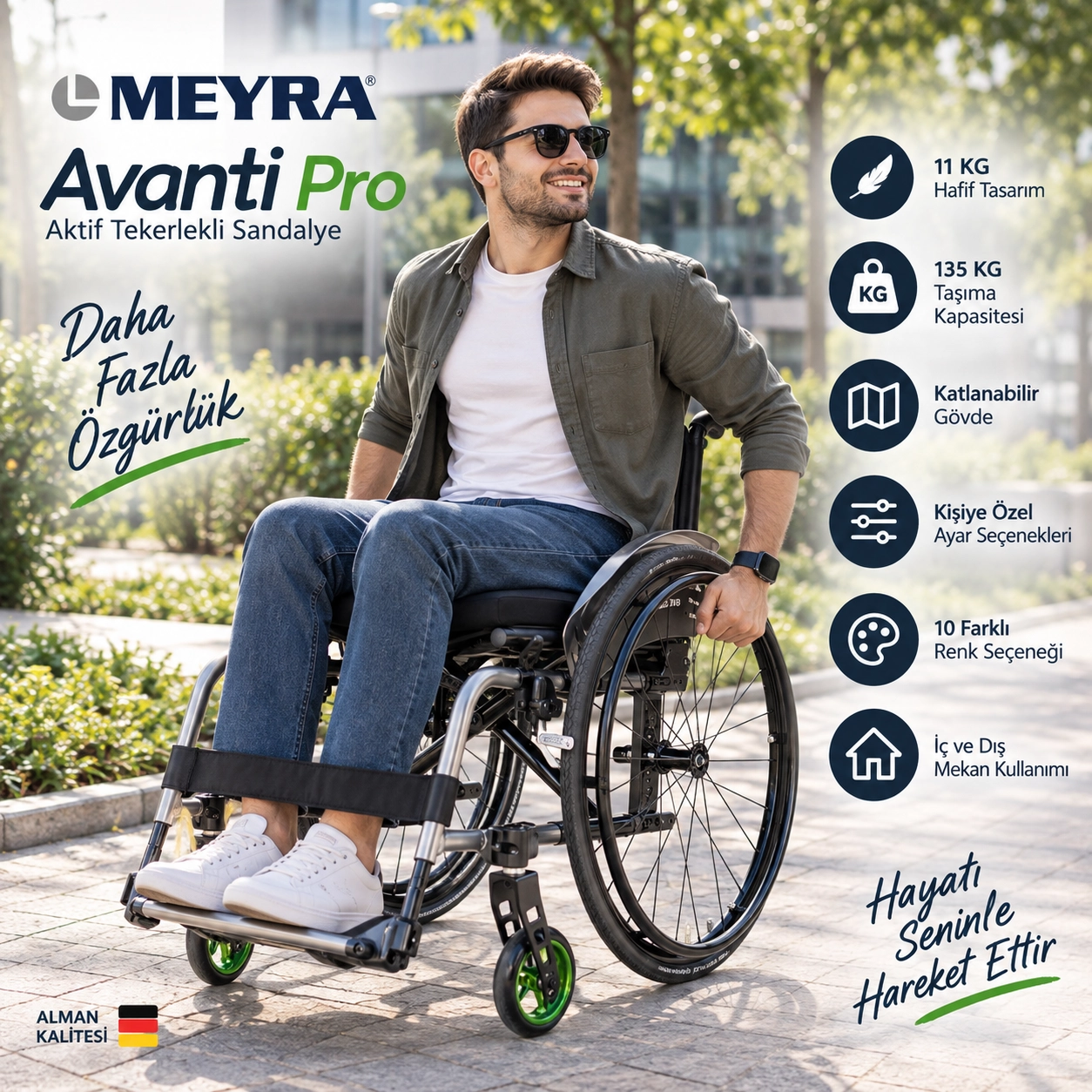 MEYRA Avanti Pro Katlanabilir Aktif Tekerlekli Sandalye