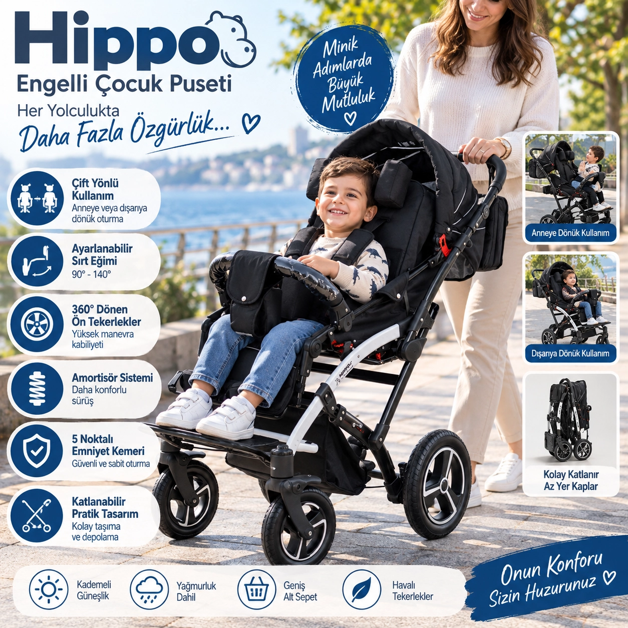 Hıppo Engelli Çocuk Puseti