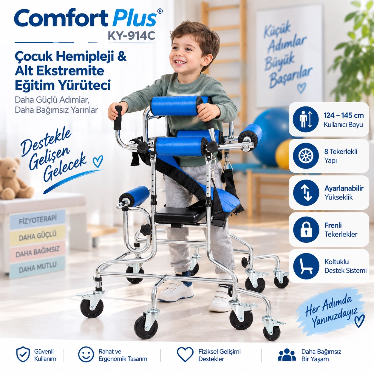 Comfort Plus KY-914C Çocuk Hemipleji ve Alt Ekstremite Eğitim Yürüteçi