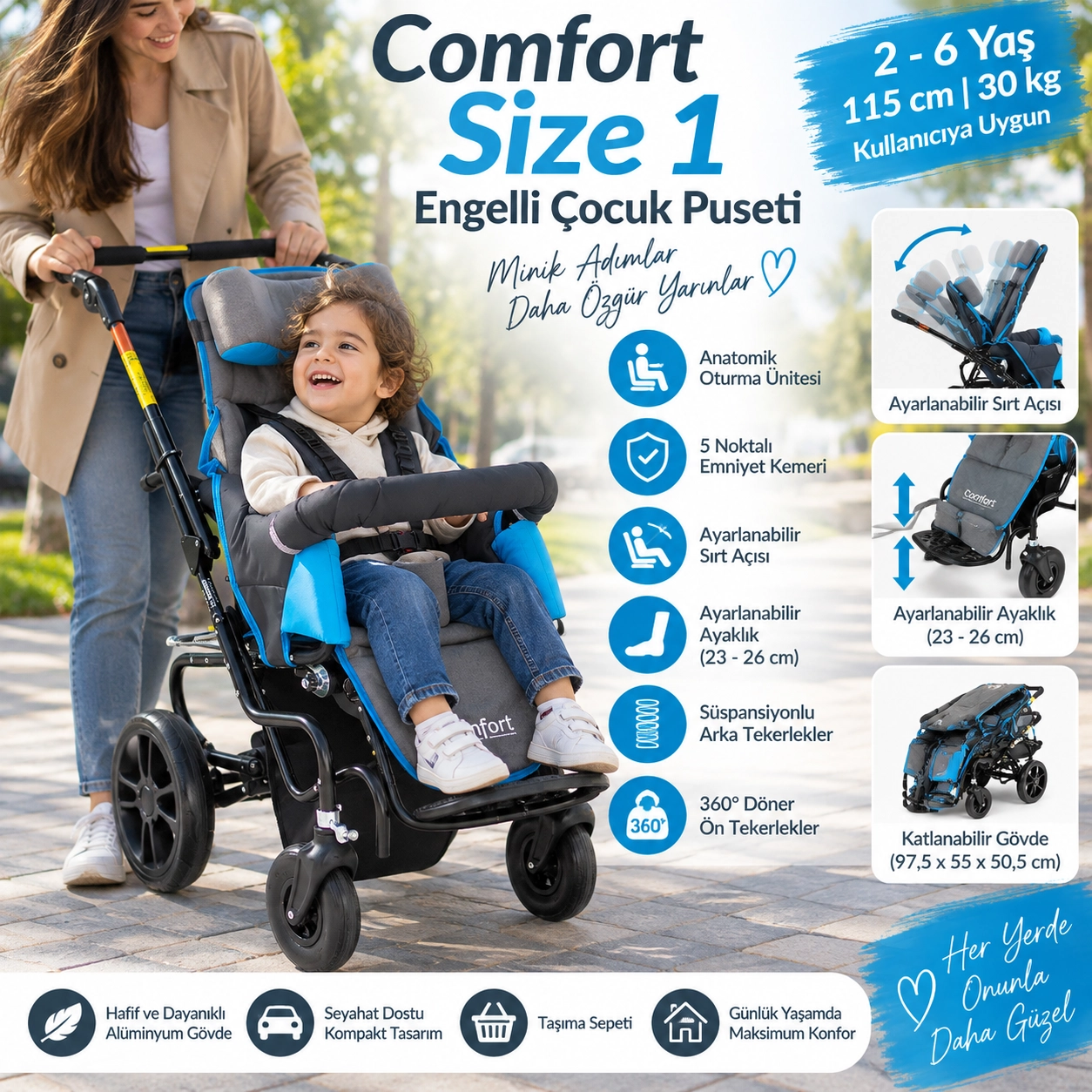Comfort Size 1 Engelli Çocuk Puseti