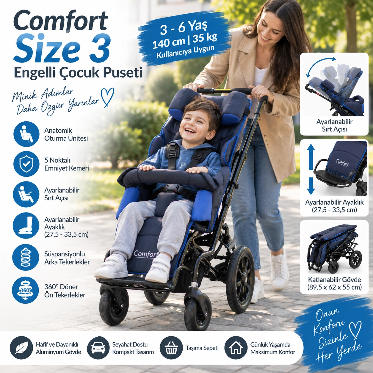 Comfort Size 3 Engelli Çocuk Puseti