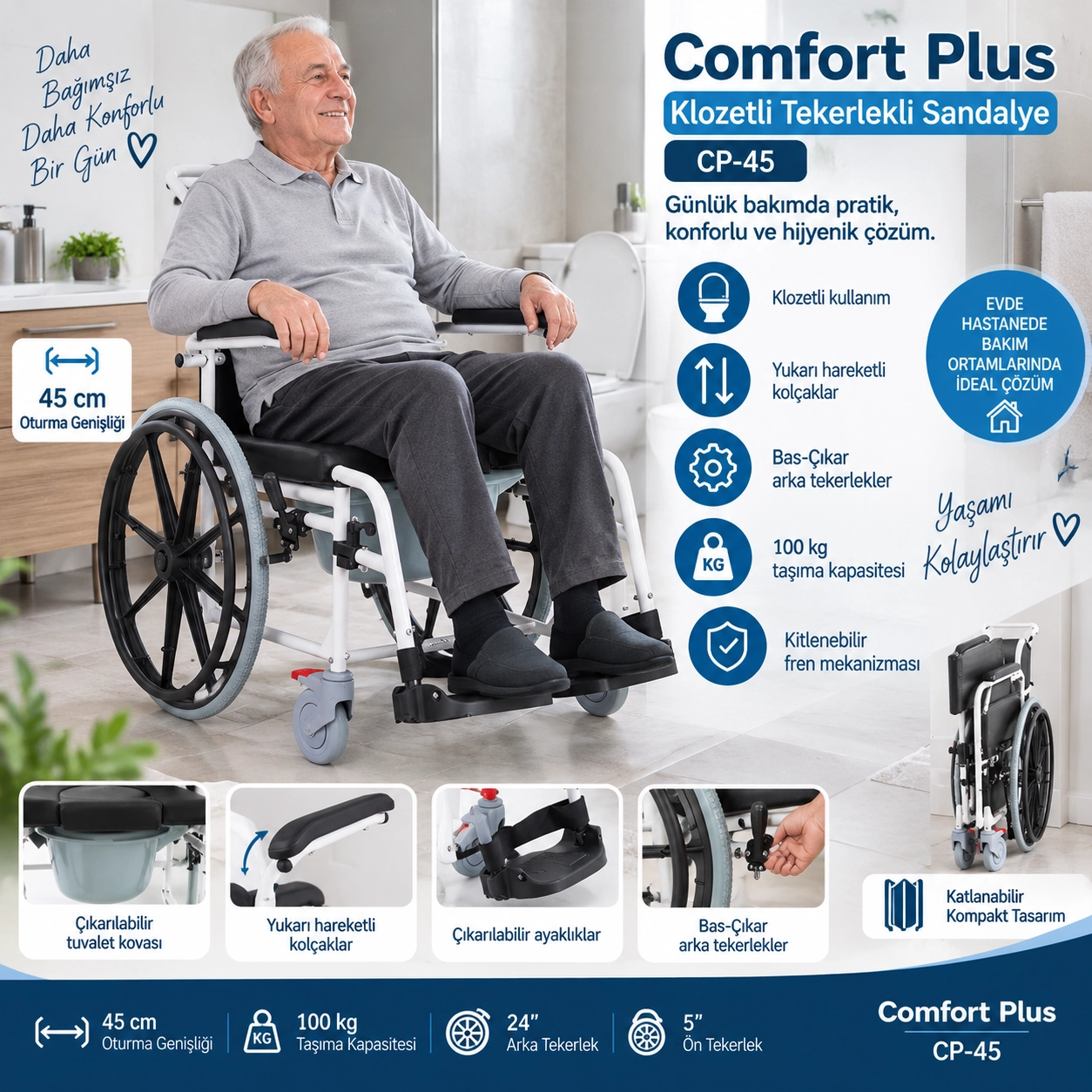 Comfort Plus Shower Banyo ve Tuvalet Sandalyesi 