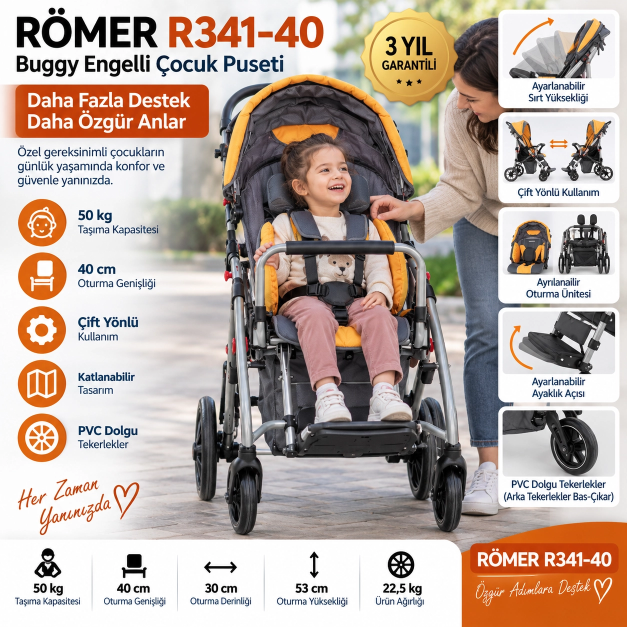 RÖMER R341-40 Buggy Engelli Çocuk Puseti Geniş Beden