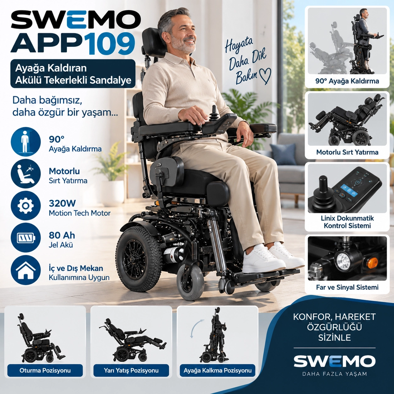 Swemo APP109 Ayağa Kaldıran Akülü Sandalye