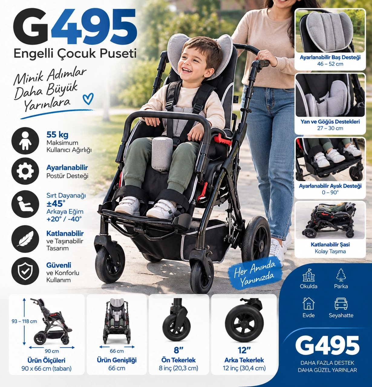 Golfi G495 Engelli Çocuk Puseti
