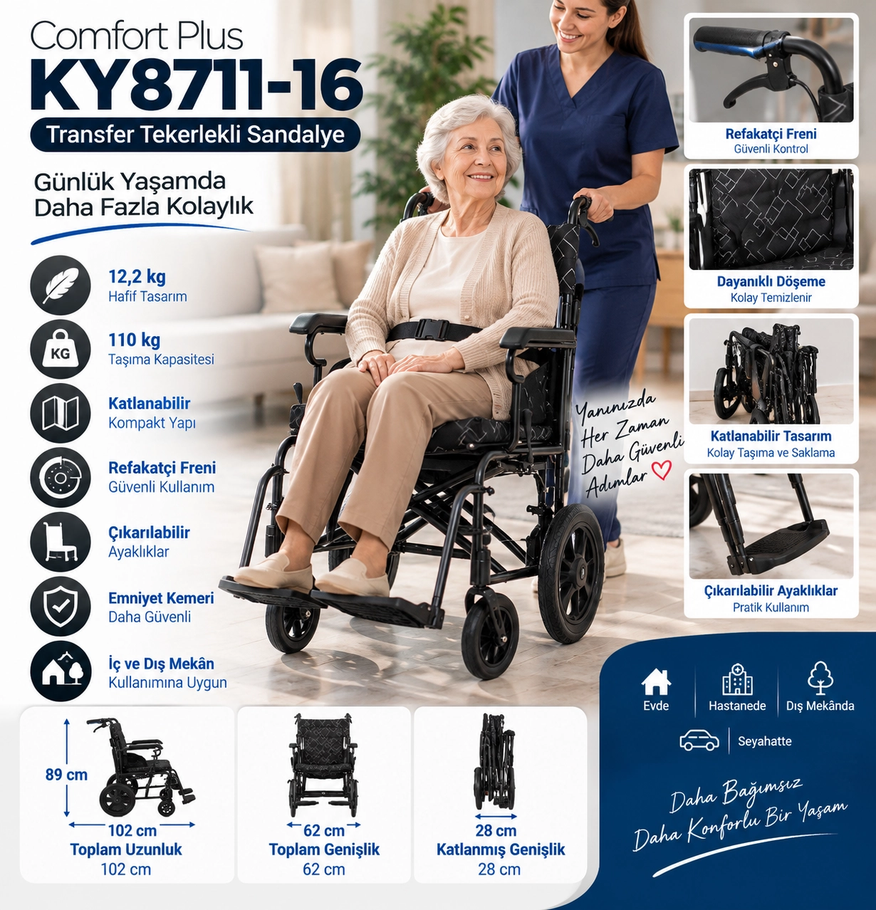 Comfort Plus KY8711-16 Tekerlekli Sandalye 