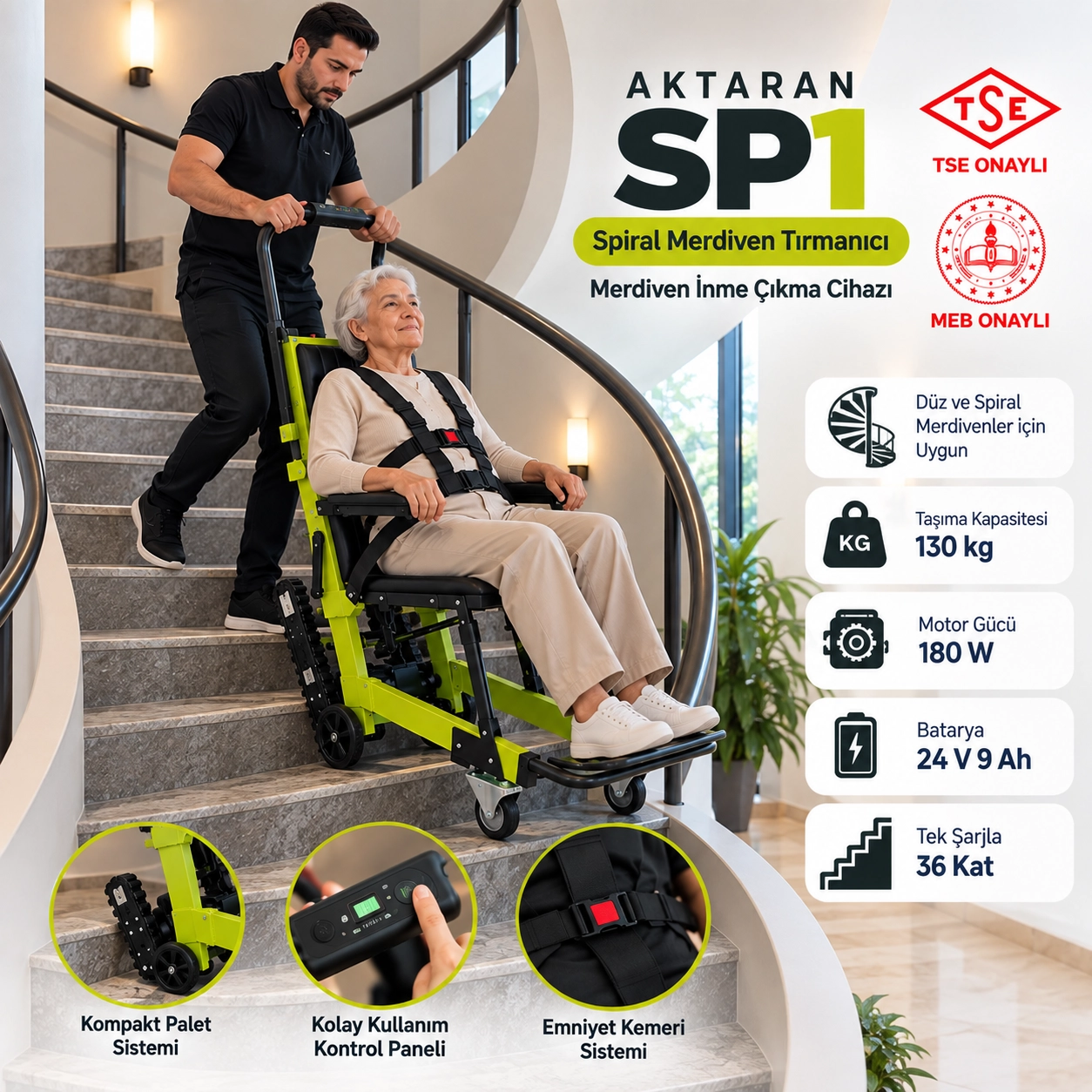Aktaran SP1 Spiral Merdiven Tırmanıcı TSE MEB Onaylı