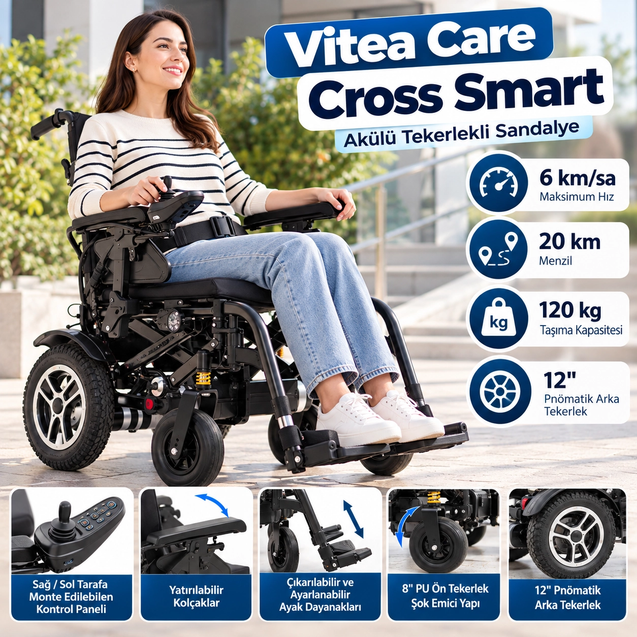 Vitea Care Cross Smart Akülü Tekerlekli Sandalye