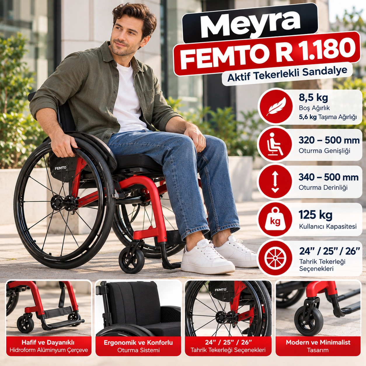 Meyra FEMTO R 1.180 Aktif Tekerlekli Sandalye