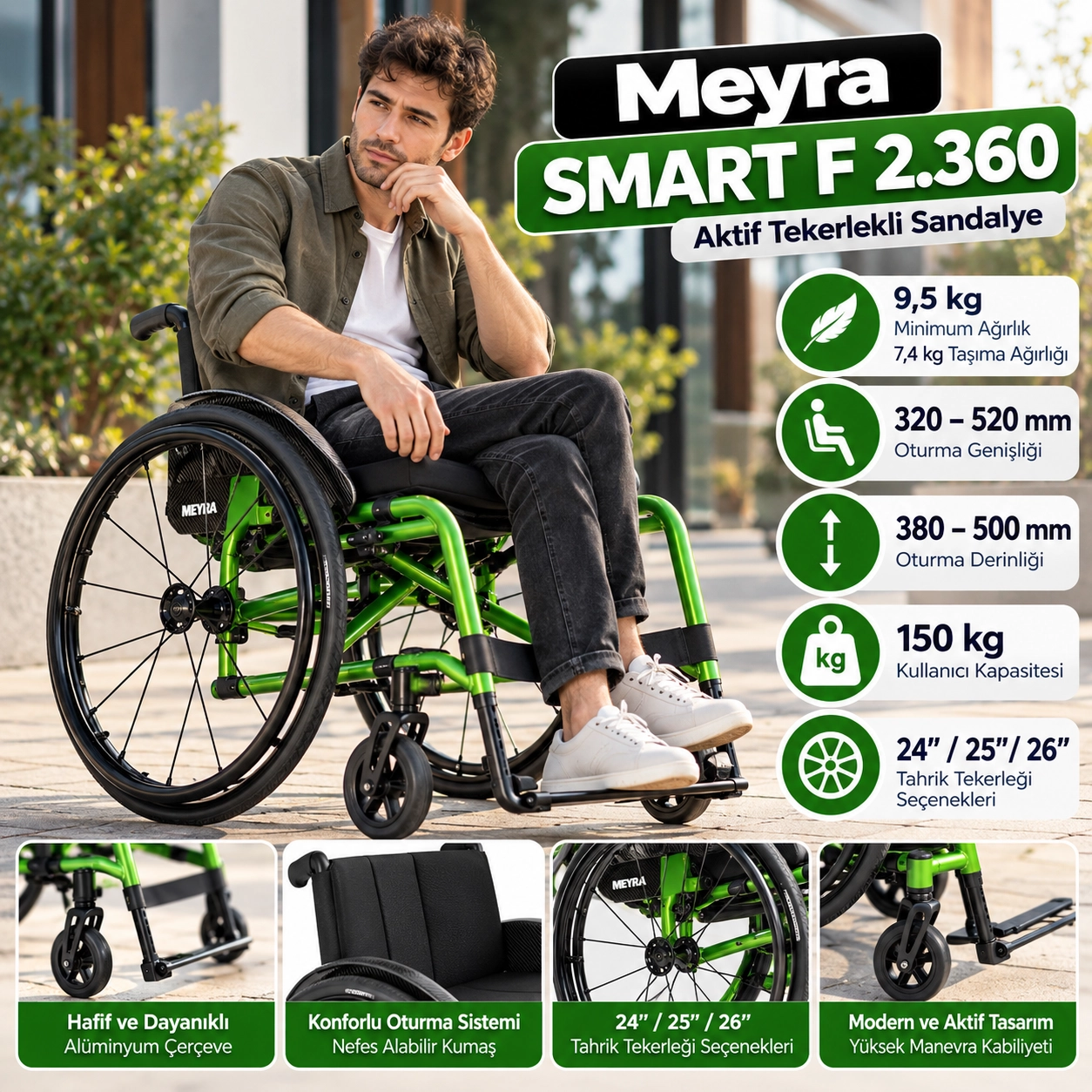 Meyra SMART F 2.360 Aktif Tekerlekli Sandalye