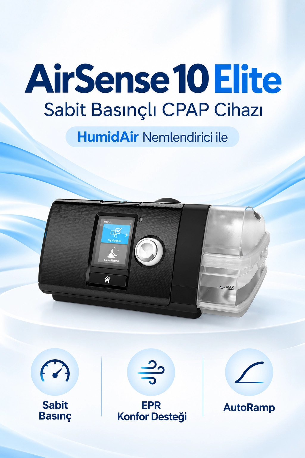 ResMed AirSense 10 Elite CPAP Cihazı ve HumidAir Nemlendirici