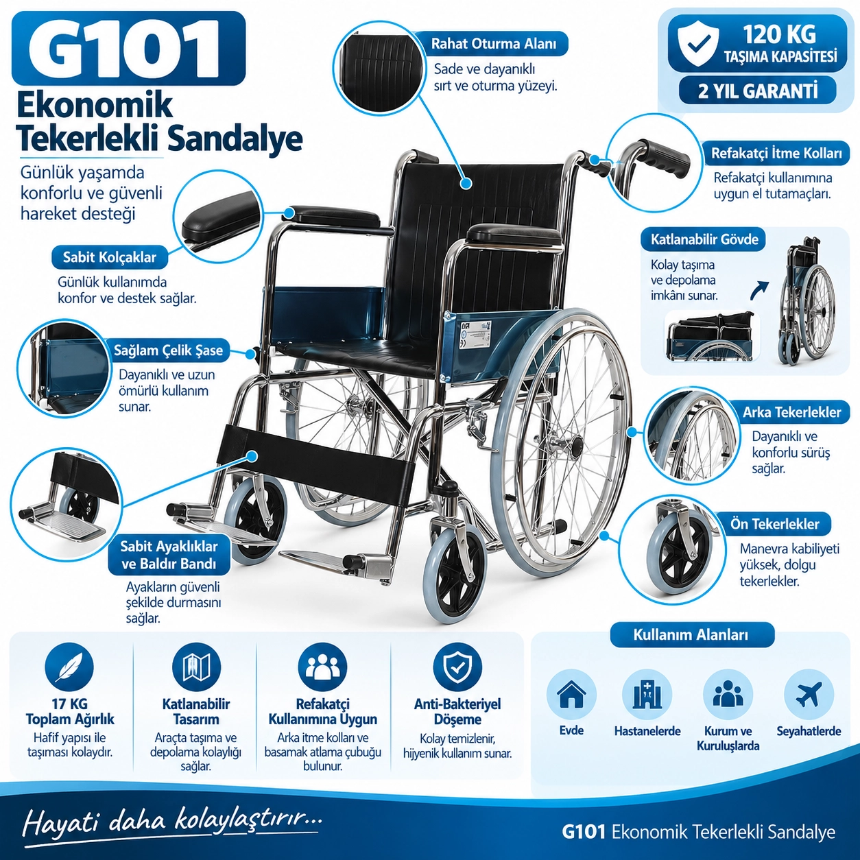 Golfi G101 Ekonomik Tekerlekli Sandalye