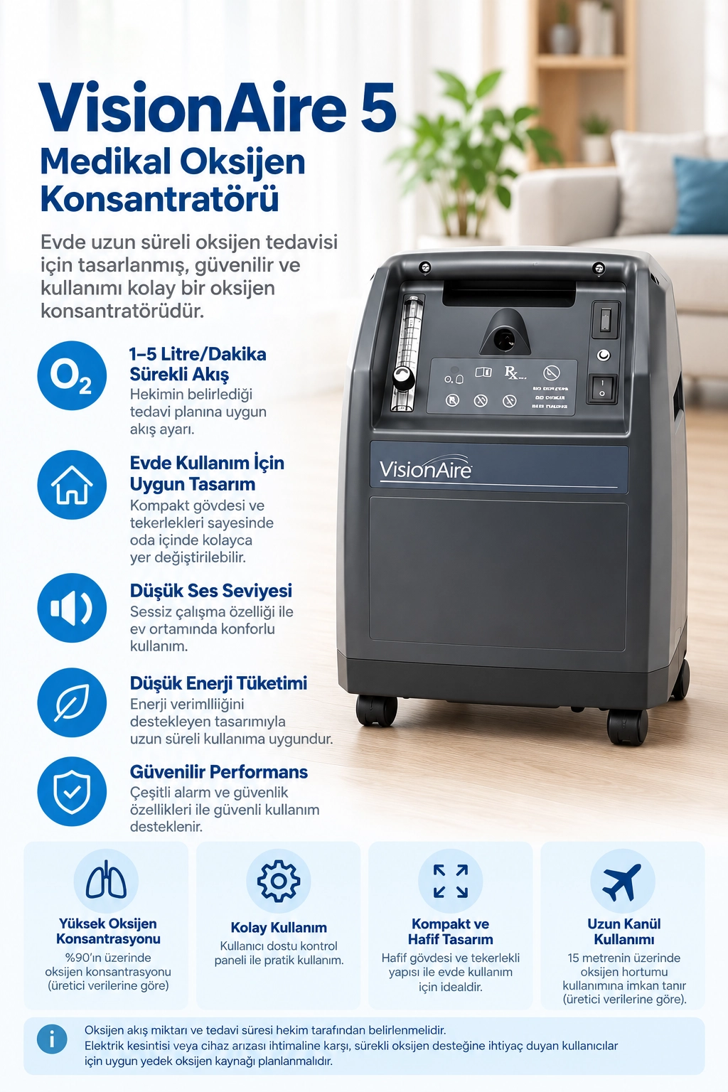 AirSep VisionAire 5 Litre Oksijen Konsantratörü 