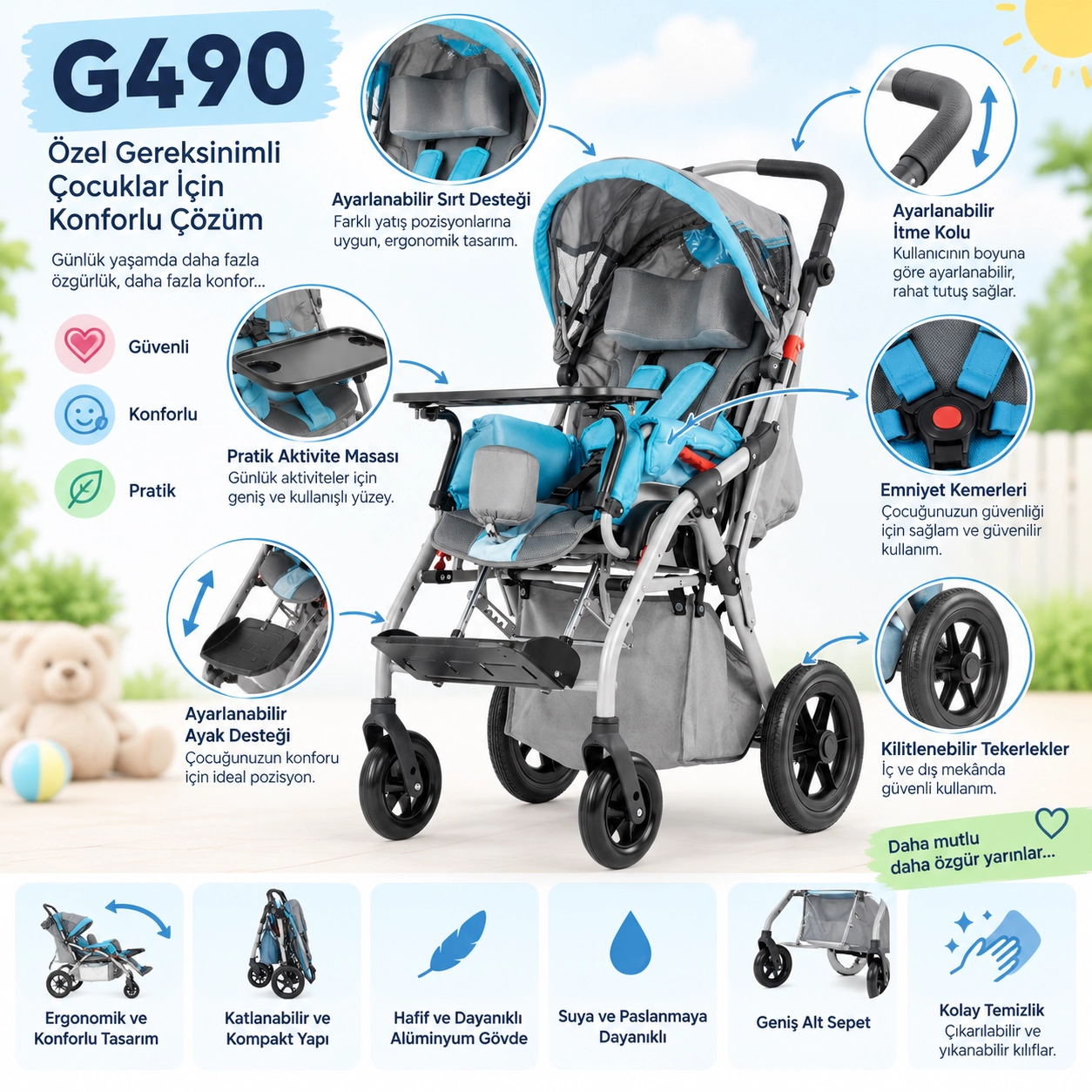 Golfi G490 Engelli Çocuk Puseti