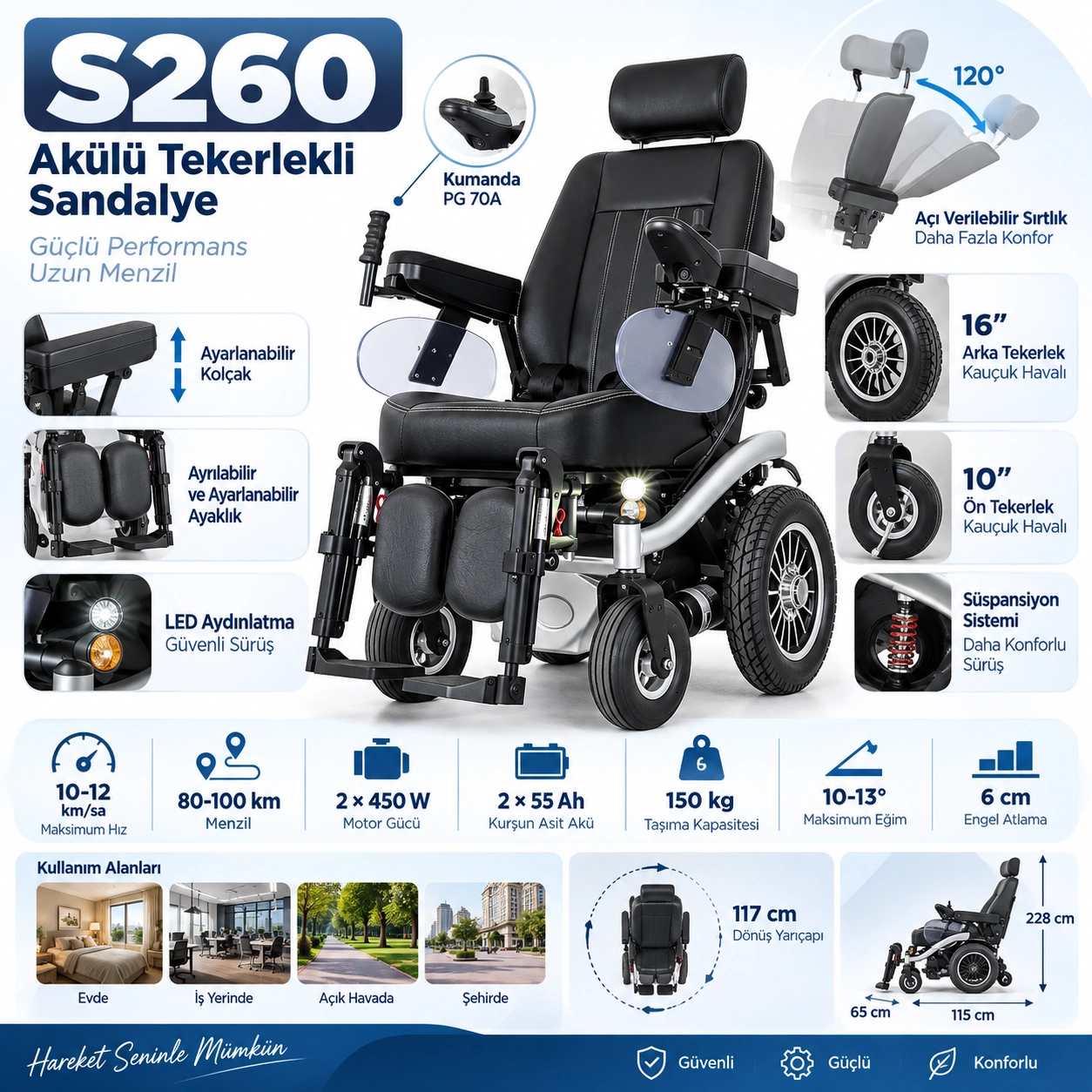 Scuba S260 Akülü Tekerlekli Sandalye