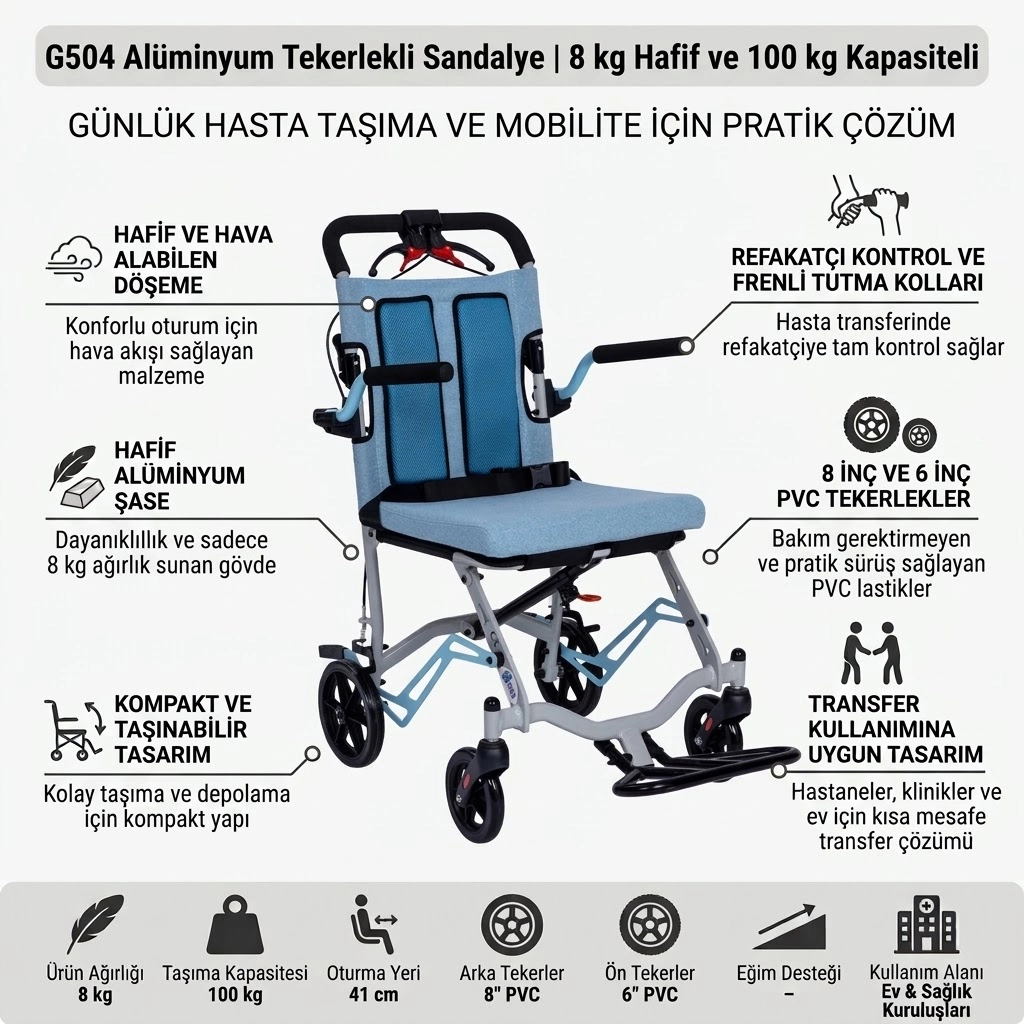  G504 Alüminyum Tekerlekli Sandalye