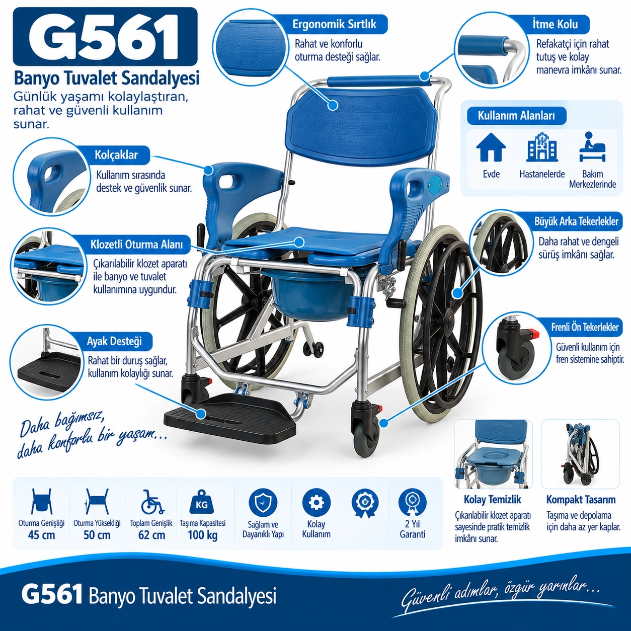 Golfi G561 Alüminyum Klozetli Banyo Sandalyesi