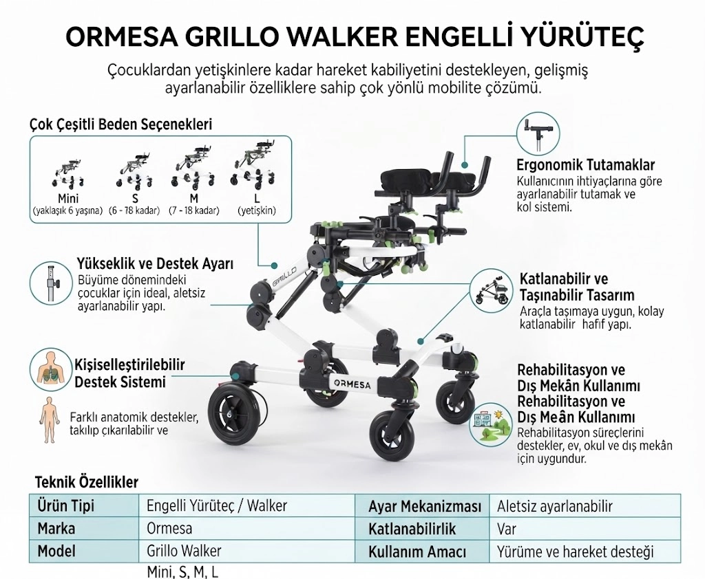 Ormesa Grillo Engelli çocuk ve yetişkin yürüteci