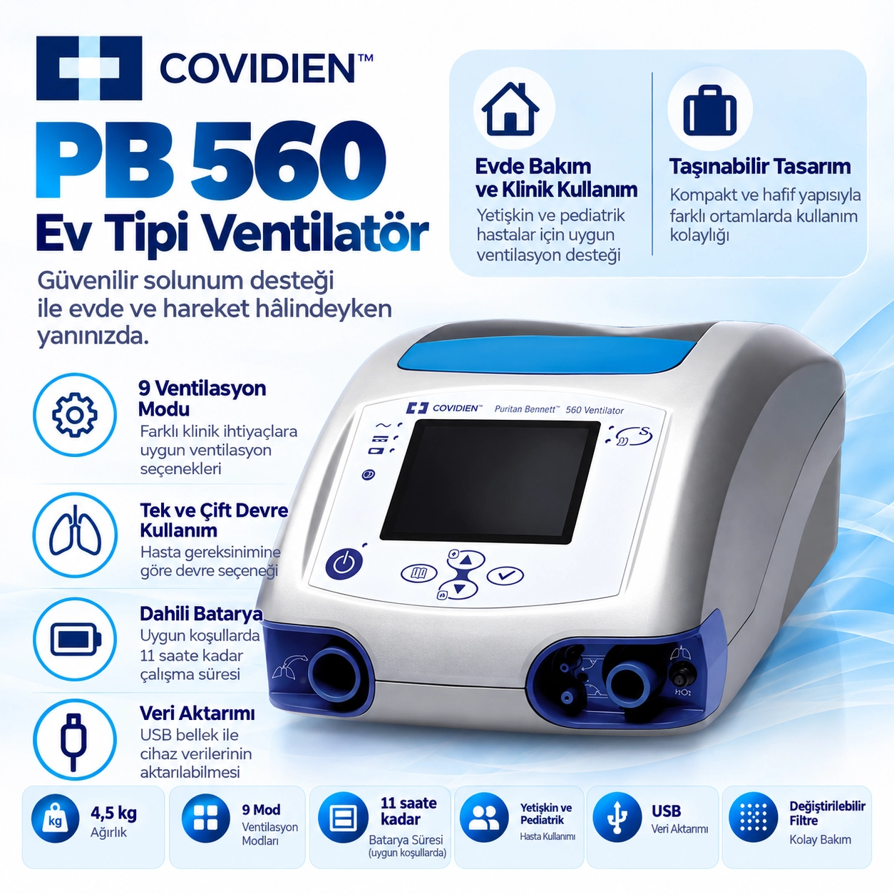 Covidien PB 560 Ev Tipi Ventilatör 