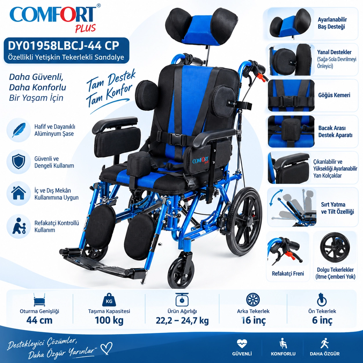 Comfort PLUS DY01958LBCJ-44 CP Özellikli Yetişkin Tekerlekli Sandalye