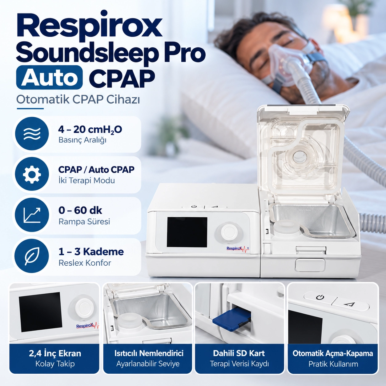 Respirox Soundsleep Pro Auto CPAP (APAP) Uyku Apne Cihazı