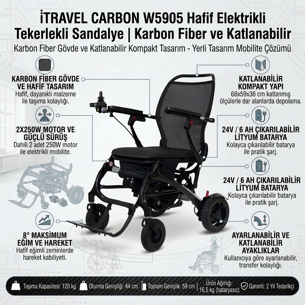 Meyra Itravel Carbon Akülü Tekerlekli Sandalye