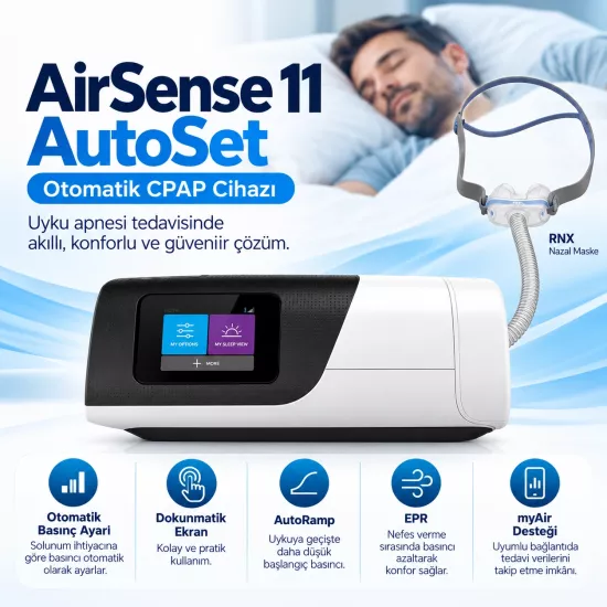 ResMed AirSense 11 AutoSet Otomatik CPAP Cihazı + RNX Nazal Maske