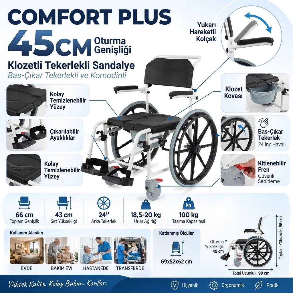 Comfort Plus Shower Banyo ve Tuvalet Sandalyesi 